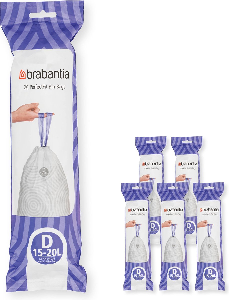 Goedkoopste Brabantia PerfectFit Vuilniszakken - 15/20 l - Code D - 6 rollen x 20 stuks
