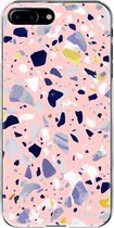 Apple iPhone 7 Plus Telefoonhoesje - Transparant Siliconenhoesje - Flexibel - Met Marmerprint - Terrazzo - Roze