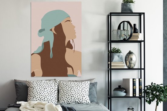 Tableau sur toile Été - Femme - Bandana - 90x140 cm - Décoration murale