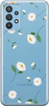 Samsung Galaxy A32 Telefoonhoesje - Transparant Siliconenhoesje - Flexibel - Met Bloemenprint - Madeliefjes