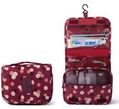 Travel organizer bag - Make up tas - ophangbare toilettas met haak voor dames/ meisjes - Rood met bloemenprint