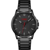 HUGO HU1530187 #FIRST Heren Horloge - Mineraalglas - Staal - Zwart - 43 mm breed - Quartz - Vouw/Vlindersluiting - 3 ATM (spatwater)