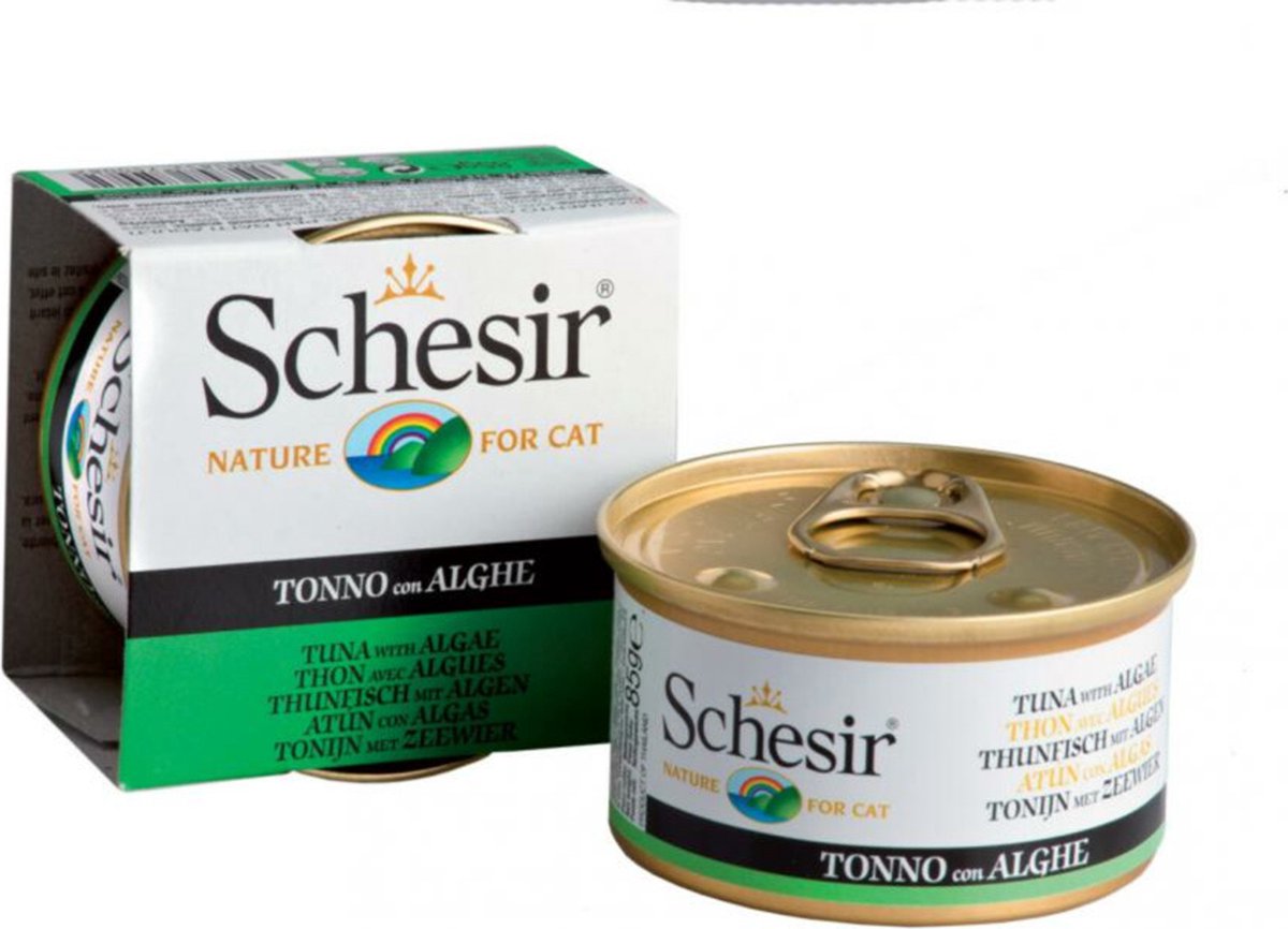 14x Schesir Kattenvoer Tonijn en Zeewier in Gelei 85 gr