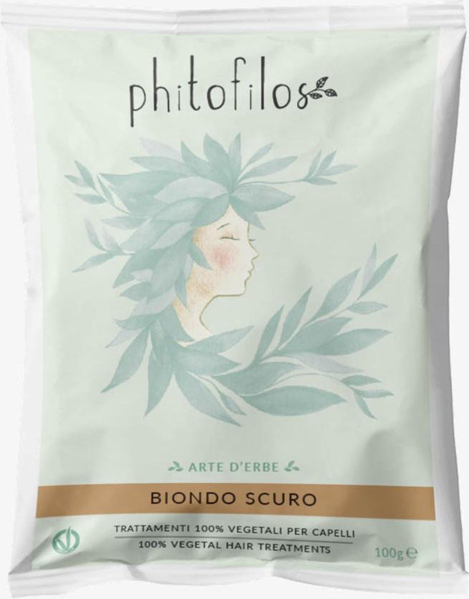 Phitofilos biologische haar henna verf poeder, DONKER BLOND kleur, 100g