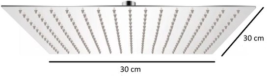 Vierkant Regendouche Kop 30 cm Chroom