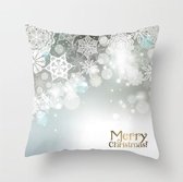 Kerst kussenhoes grijs/wit met sneeuwkristallen en Merry Christmas (45 x 45)