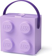 LEGO Broodtrommel Brick 4 met Handvat - Lavendel - 2.1 L - 17,3x16,5x11,6cm - Kunststof