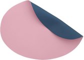 Placemat Kunstleer RODY - Dubbelzijdig - Roze / Blauw - Ovaal - 33 x 45 cm - Set Van 2