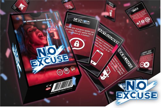 Thumbnail van een extra afbeelding van het spel NX Party - NO EXCUSE - Drankspel - Nederlandstalig - Kaartspel - Spelletjes voor volwassenen - Drank spelletjes