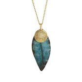 Oorbellen - Veer - Messing - Turquoise - Veer - India - Sarana