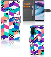 Cuir PU Portefeuille pour OnePlus Nord CE 5G Coque Blocs Colorés
