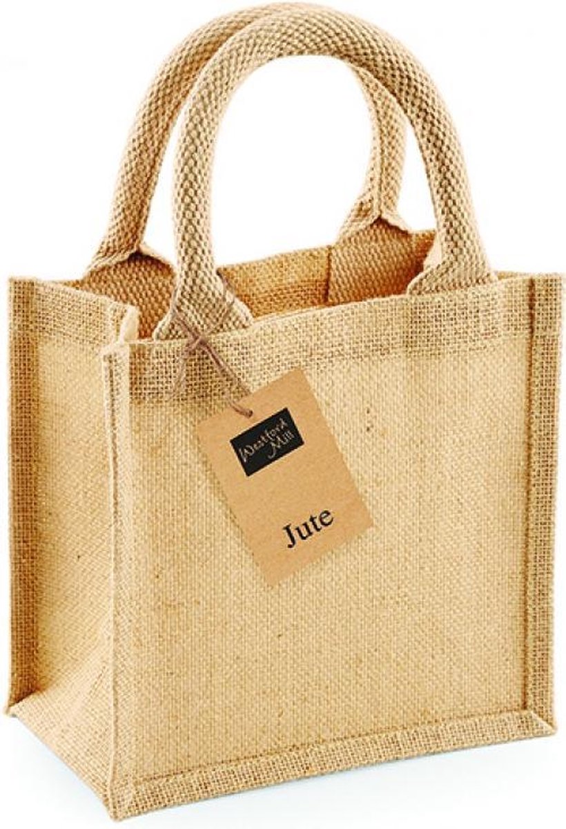 Westford Mill Jute Petite Gift Bag WM411 - Natural - 20 x 20 x 12 cm