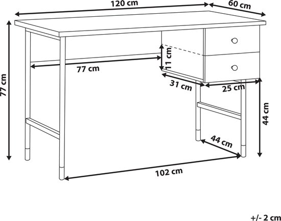 Beliani ABILEN - Bureau - Couleur bois clair - Panneau de fibres de bois