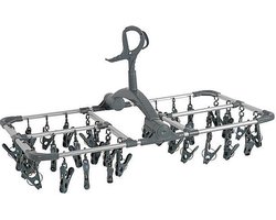 NordFalk hangend droogrek 59x34 cm met 36 knijpers - Wasrek inklapbaar - Droogcarrousel aluminium