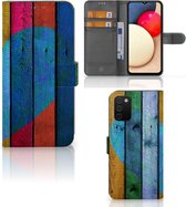 Mobiel Bookcase Samsung Galaxy A03s Smartphone Hoesje Wood Heart
