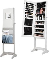 Staande Passpiegel En Sieradendoos Houder Make Up Organizer Opbergkast - Nouchy®