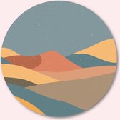 Muurcirkel ⌀ 50 cm - Abstract Kleurrijk Landschap - Kunststof Forex - Landschappen - Rond Schilderij - Wandcirkel - Wanddecoratie
