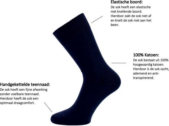 Chaussettes 100% coton pour homme (lot de 10 paires) Noir (47-50