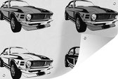 Décoration de jardin Quatre dessins de muscle cars de différentes couleurs - noir et blanc - 60x40 cm - Poster jardin - Toile jardin - Poster extérieur