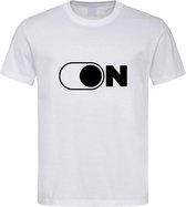 Wit T-Shirt met “ On Button “ print Zwart  Size XXXXL