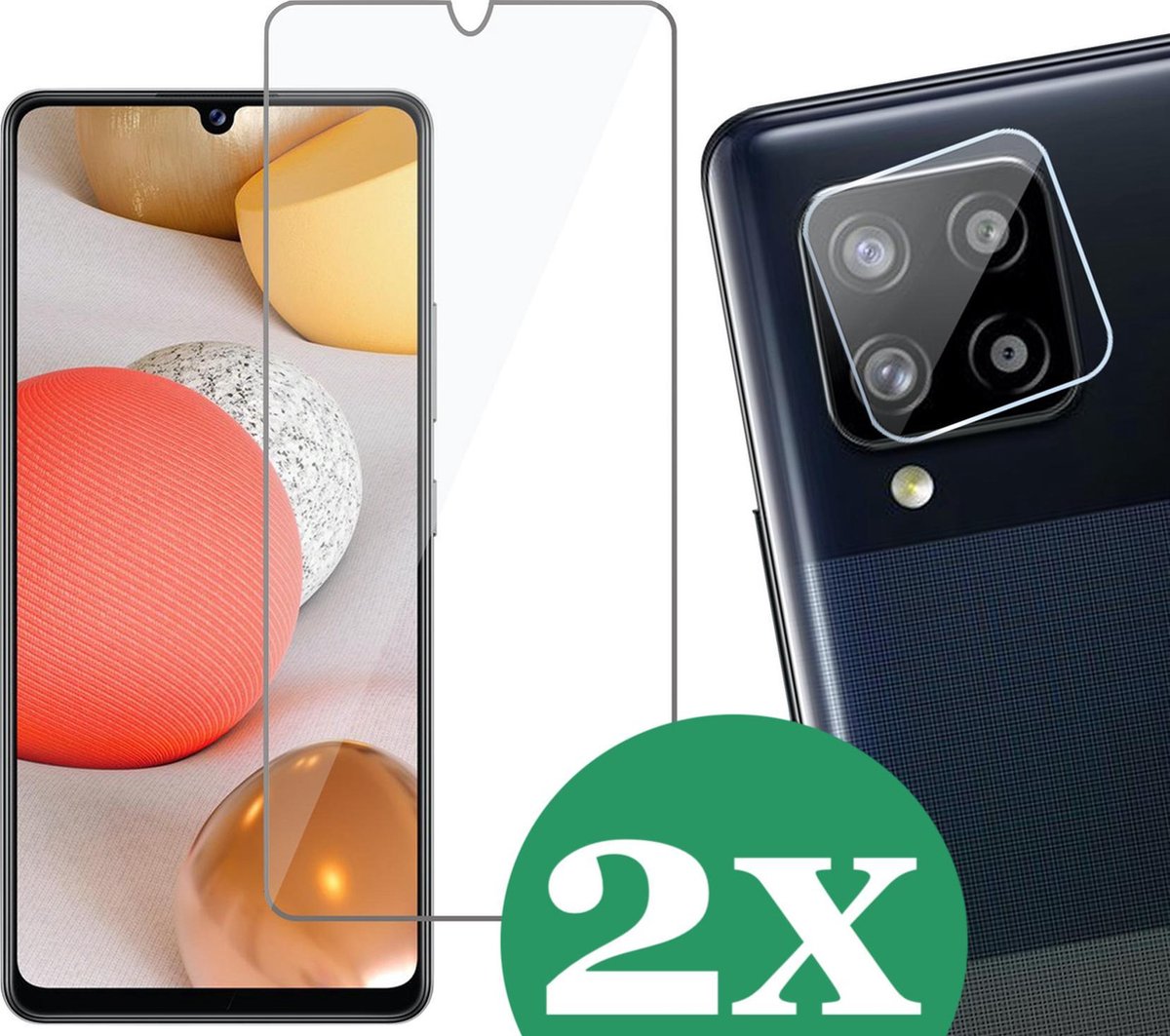 2x Screenprotector geschikt voor Samsung Galaxy A42 - 2x Camera Screen Protector Glas