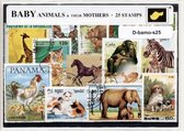 Babydieren en hun moeders – Luxe postzegel pakket (A6 formaat) : collectie van 25 verschillende postzegels van babydieren en hun moeders – kan als ansichtkaart in een A6  envelop - authentiek cadeau - kado -kaart -dieren - dierentuin - kleine dieren