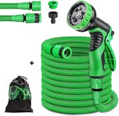 Tuinslang 30 meter - Tuinslang met koppelingen - Tuinslang flexibel - Inclusief handige opbergzak - Groen