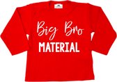 Shirt grote broer-leuke bekendmaking zwangerschap-big bro material-rood-Maat 86