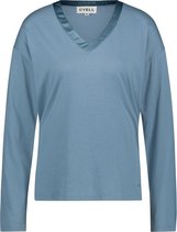 CYELL SOLIDS Dames Lange Mouw Pyjamashirt - Uni Coastal Cloud - Maat 44