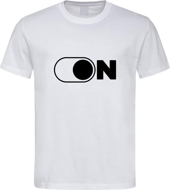 Wit T-Shirt met “ On Button “ print Zwart  Size XXXL