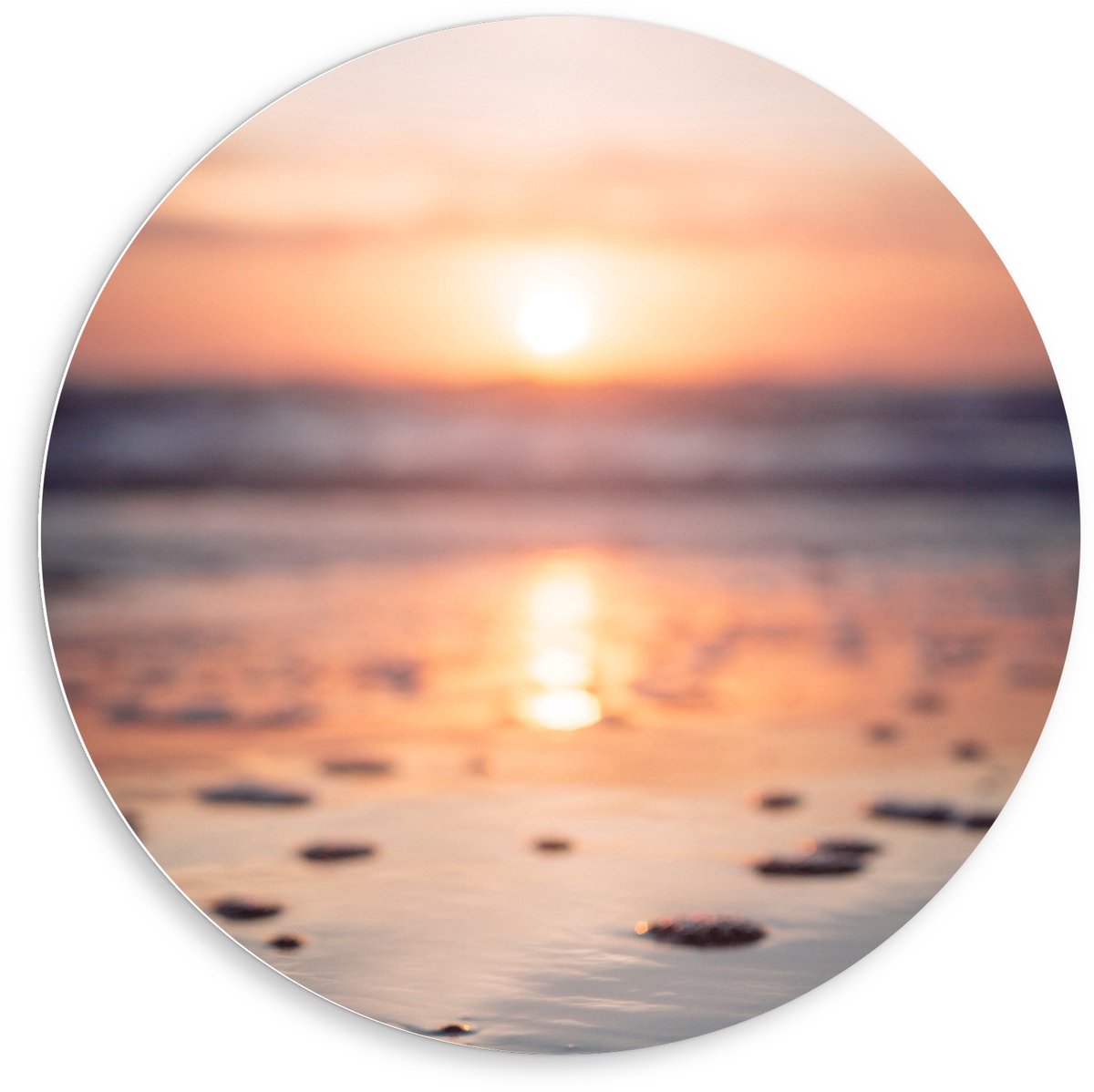 Forex Wandcirkel - Zee tegen de Avond - 80x80cm Foto op Wandcirkel (met ophangsysteem)