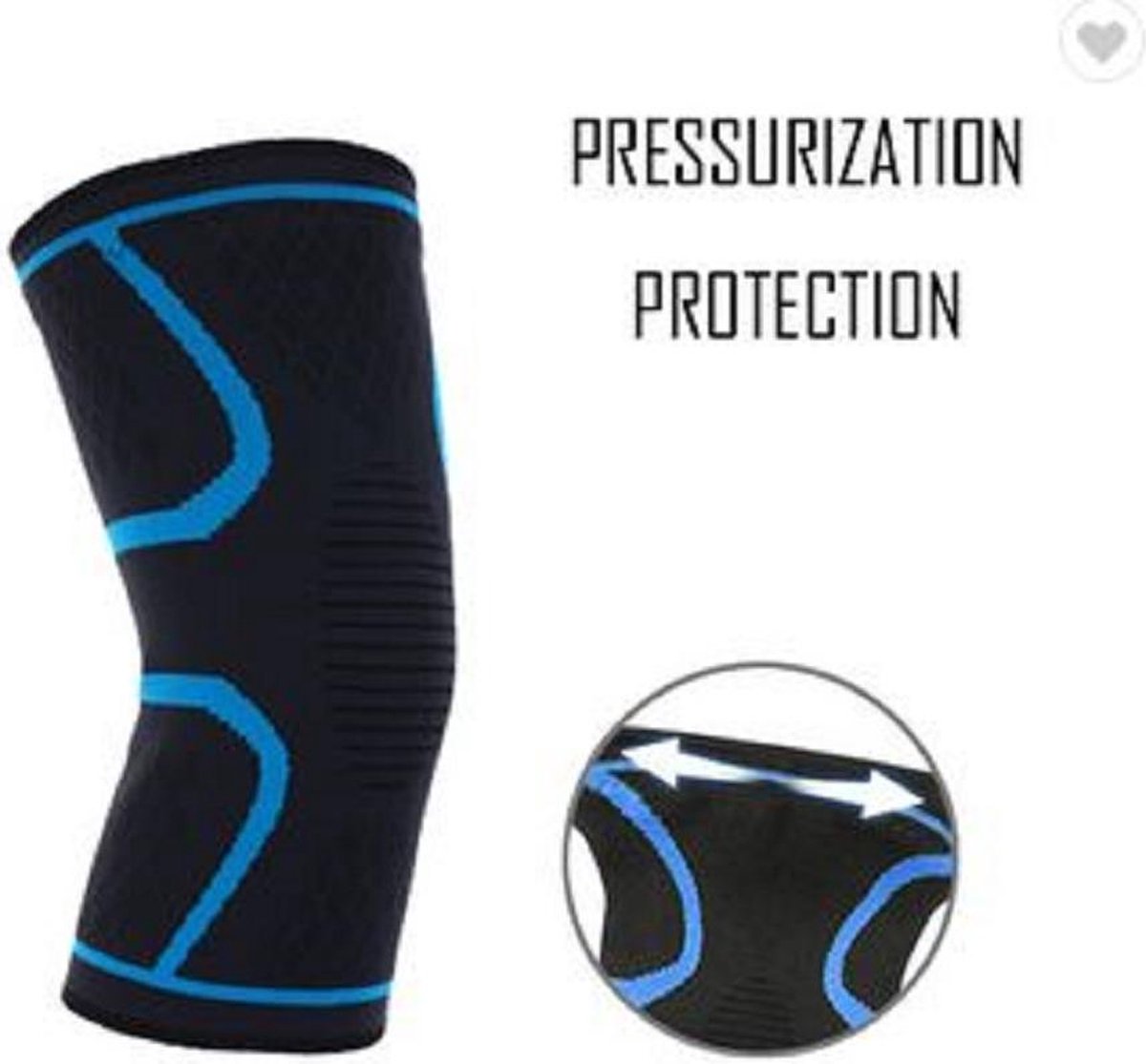 Inuk - Elastische Knieband Kniebrace - Zwart met Blauw - Maat S (check tabel!) verkrijgbaar in S/M/L/XL - Strak en Comfortabele steun - Knie compressie - Steun kniebanden - kniebescherming - Elastisch kous voor om je knie