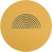Sticker voor cadeaupapier - Rainbow - Okergeel met goudfolie - 6 stuks