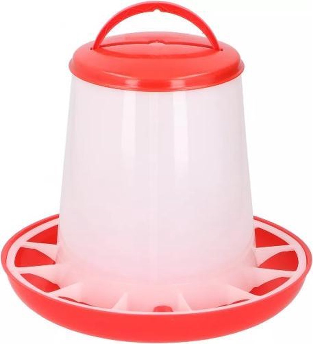 Voersilo voor kippen. Dia 17x26 cm. Inhoud voor ca. 3 kilo voer. Chicken feeder PL