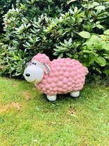 Licht roze schaap wol 45 cm hoog - polyester - polyresin - polystone - sheep- hoogkwalitatieve kunststof - decoratiefiguur - interieur - accessoire - voor binnen - cadeau - geschen