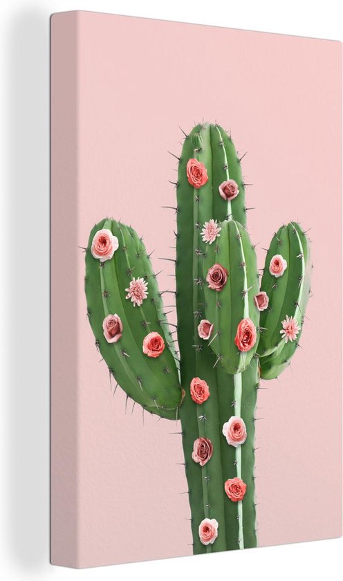 Canvas Schilderij Cactus - Stilleven - Bloemen - cm - | bol.com
