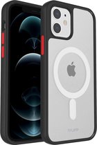 IYUPP Bumper telefoonhoesje met Magsafe geschikt voor Apple iPhone 12 mini Hoesje Zwart x Transparant - Shockproof