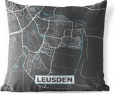Buitenkussen - Stadskaart - Leusden - Grijs - Blauw - 45x45 cm - Weerbestendig - Plattegrond