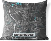 Buitenkussen Weerbestendig - Plattegrond - Eindhoven - Grijs - Blauw - 50x50 cm - Stadskaart