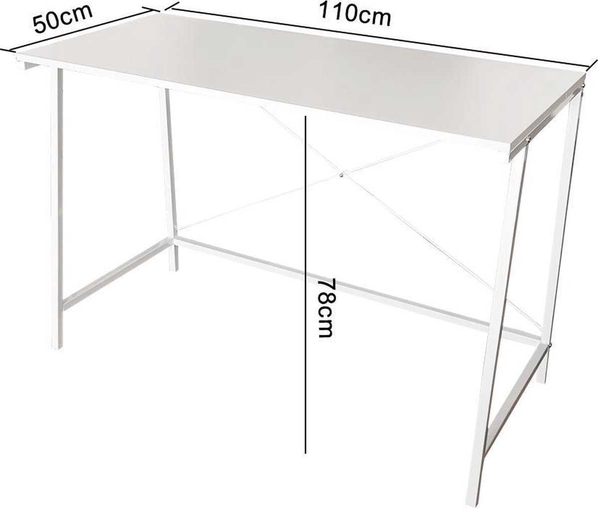null Bureau Stoer Industrieel Wit Laptoptafel - afbeelding 2