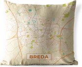 Sierkussen Buiten - Stadskaart - Breda - Vintage - 60x60 cm - Weerbestendig - Plattegrond