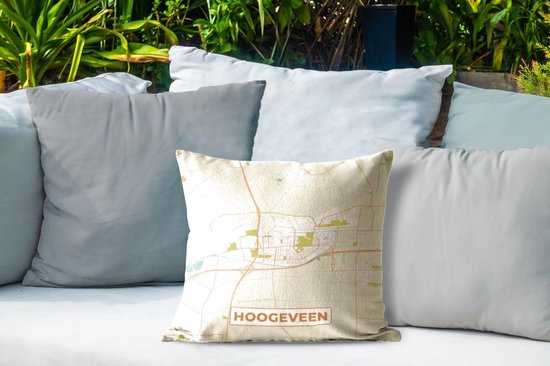 Coussin de jardin - Plan d'étage - Hoogeveen - Vintage - 40x40 cm - Résistant aux intempéries