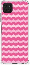 Foto hoesje Geschikt voor Samsung Galaxy A22 5G Smartphone hoesje met doorzichtige rand Waves Pink
