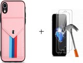 GSMNed – Leren telefoonhoes Roze – Luxe iPhone X/Xs hoesje – magneetsluiting – pasjeshouder – Portemonnee – roze – met screenprotector