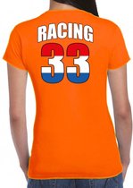 Oranje t-shirt Racing 33 supporter / race fan voor dames - race fan / race supporter / coureur supporter L