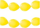 2x stuks ballonnen verjaardag feest slinger geel 3 meter - Feestartikelen/versieringen