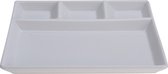 1x Witte borden/gourmetborden van porselein met 4 vakken 24 x 19 cm - Keukenbenodigdheden - Tafel dekken - Eten serveren - Dinerborden/vakkenborden/gourmetborden/barbecueborden