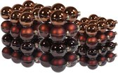 88x stuks glazen kerstballen mahonie bruin 4, 6 en 8 cm mat/glans - Kerstversiering/kerstboomversiering