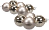 20x stuks glazen kerstballen licht champagne (autumn blonde) 8 en 10 cm mat/glans - Kerstversiering/boomversiering