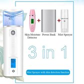 3 in 1 Large Capacity Nano Moisture Spray Face Humidifier | Mist Sprayer | Leuke Facial Sprayer | Gezichtssauna's | skin humidifier | Gezichtsbevochtiger | Luchtbevochtiger - wit